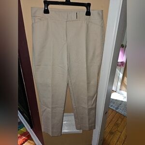 White House Black Market Tan Slim Ankle Mid-Rise Stretch Trouser Pants SZ 6 "G"